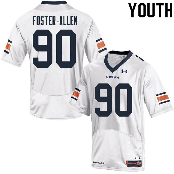 Youth Auburn Tigers #90 Daniel Foster-Allen White 2020 College Stitched Football Jersey